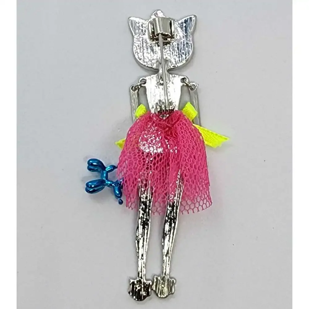 Cat Brooch Whimsical Tulle Skirt Sunglasses Balloon Animal Dangling Arms & Legs